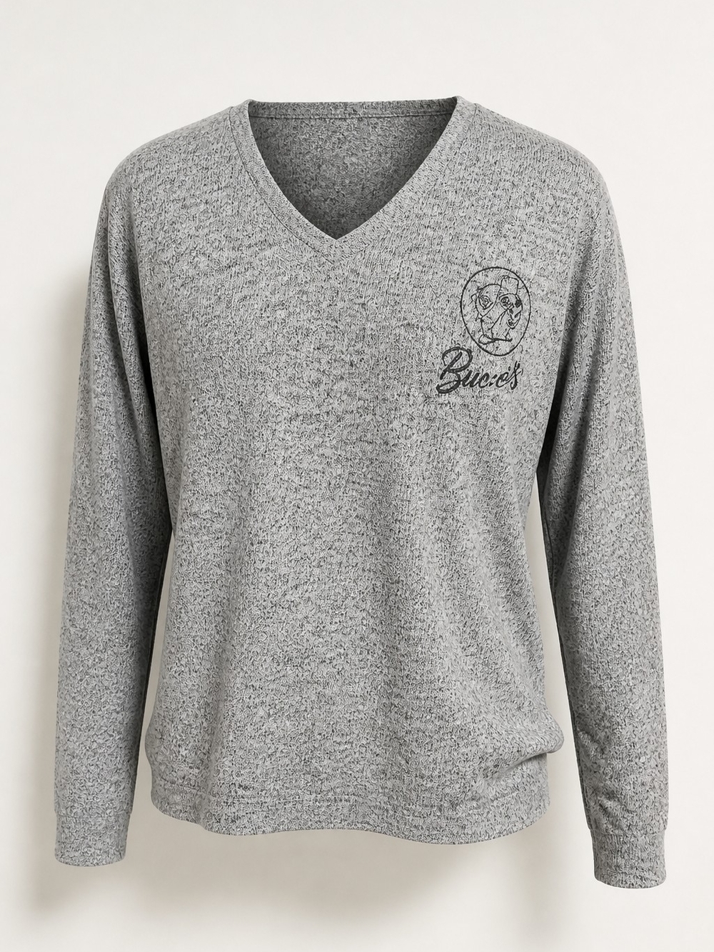 Buc-ees's Women's Heather Gray V-Neck Sweater